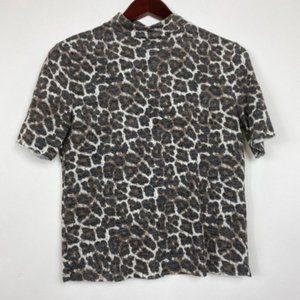 Zara Womens Size Medium Top Leopard Short Sleeve